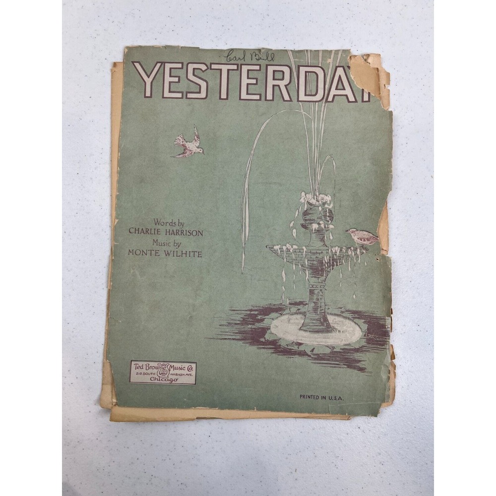 Vintage Yesterday Words By Charlie Harrison Music By‎ Monte Wilhite Sheet Music